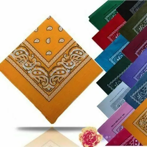 10 x Warm Yellow Paisley Bandanas Head Wrap 100% Cotton Neck Scarf Mask Bandana