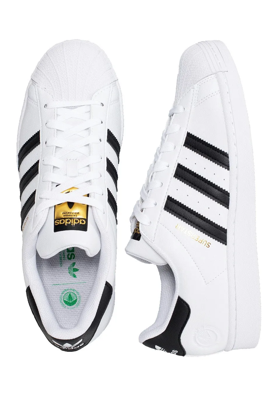 Adidas - Superstar Vegan Ftwr White/Core Black/Green - Shoes