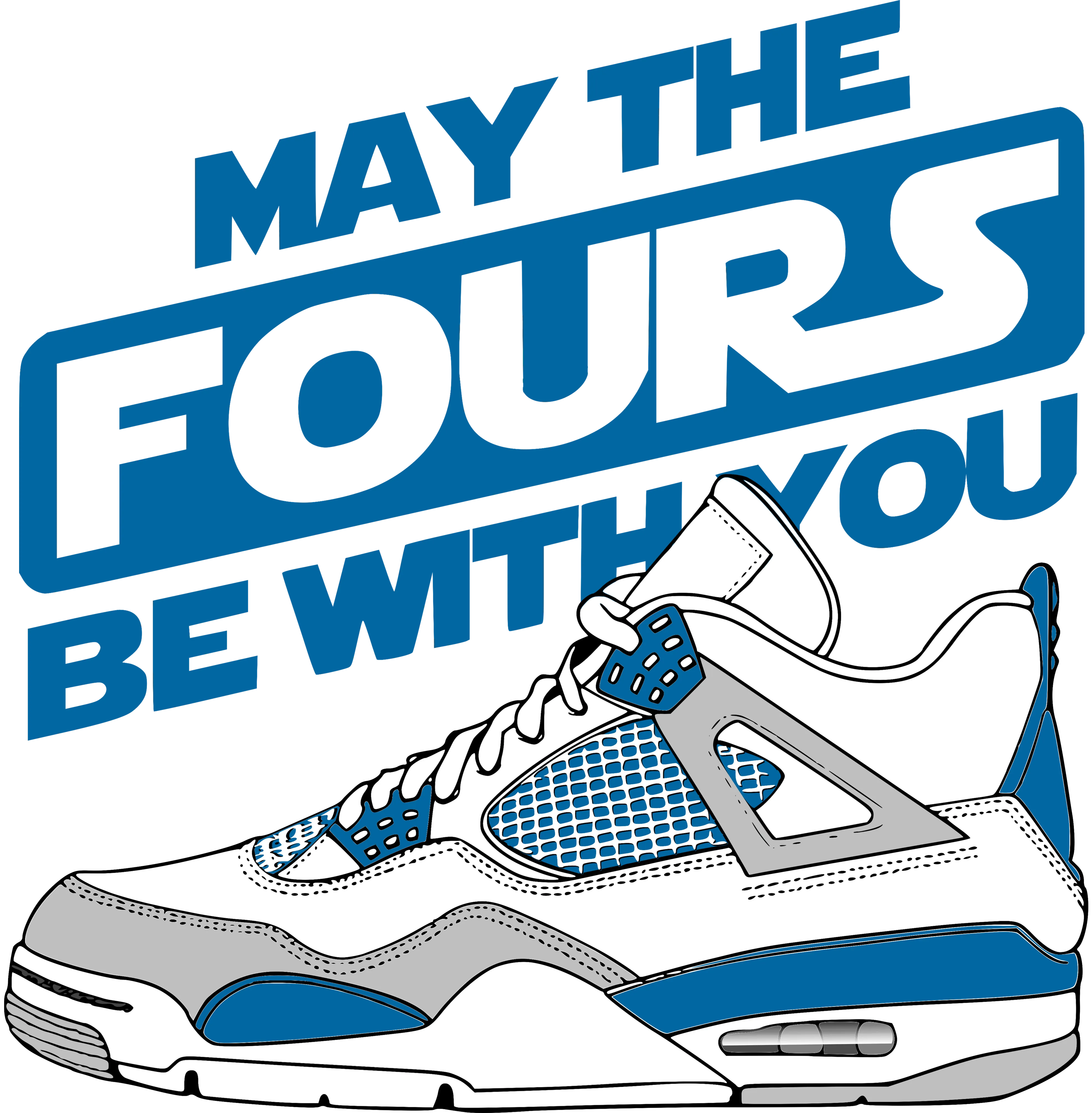 Air Jordan 4 Military Blue Grey T-Shirt (may the four's be with you)| illcurrency