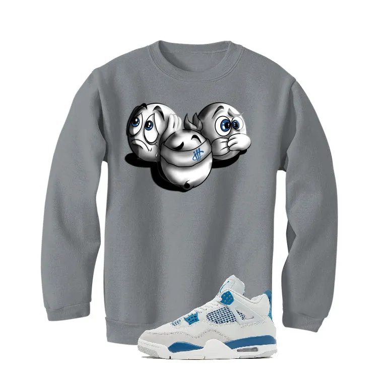 Air Jordan 4 “Military Blue” | illcurrency Grey T-Shirt (SEE NO EVIL)