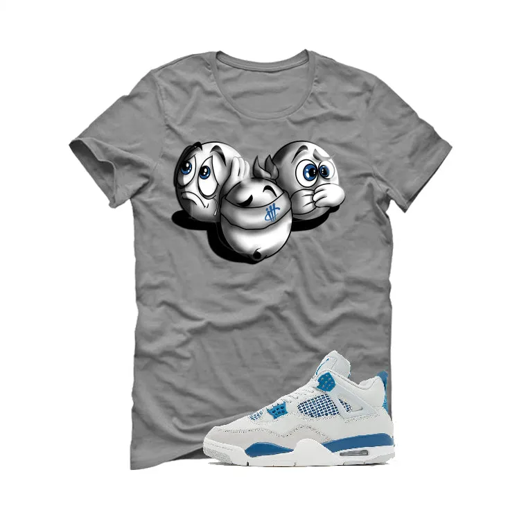 Air Jordan 4 “Military Blue” | illcurrency Grey T-Shirt (SEE NO EVIL)