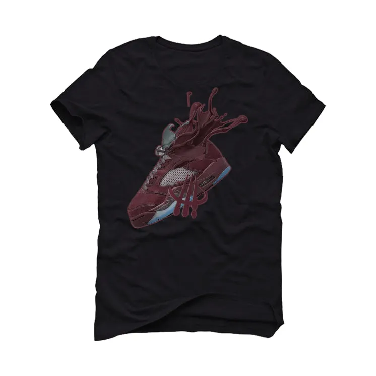 Air Jordan 5 “Burgundy” Black T-Shirt (SPLASH 5)