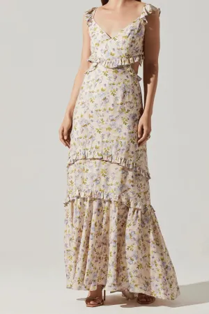 ASTR THE LABEL - CASSIS FLORAL RUFFLE MAXI DRESS