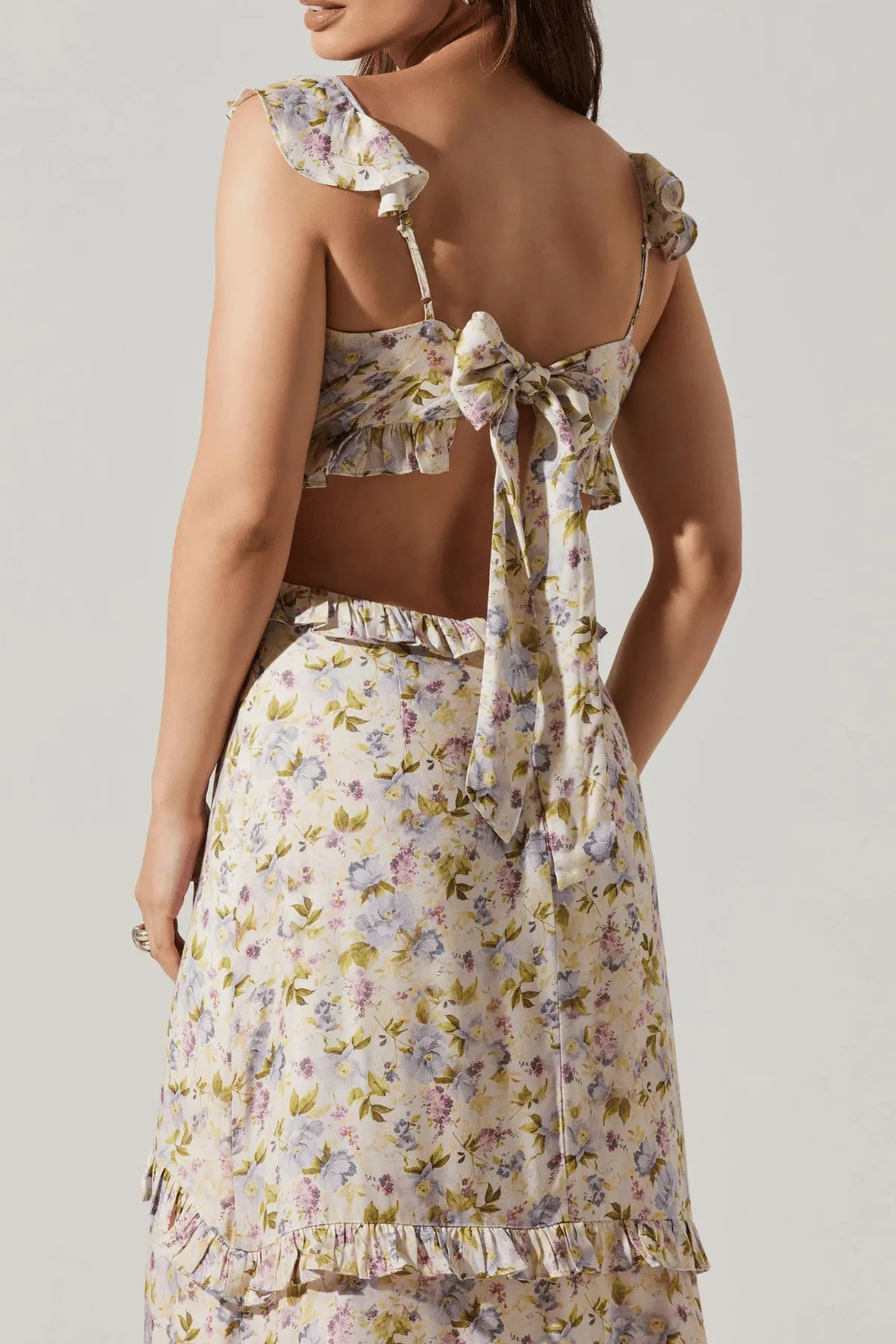 ASTR THE LABEL - CASSIS FLORAL RUFFLE MAXI DRESS