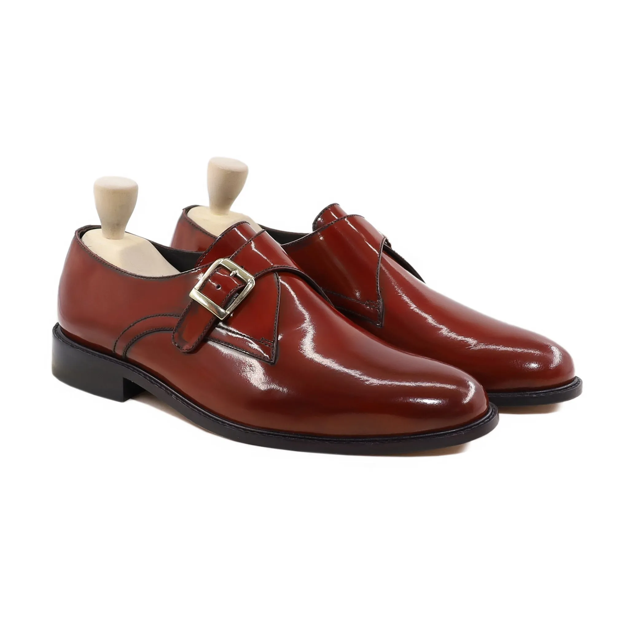 Aubra - Men's Oxblood Box Leather High Shine Single Monkstrap