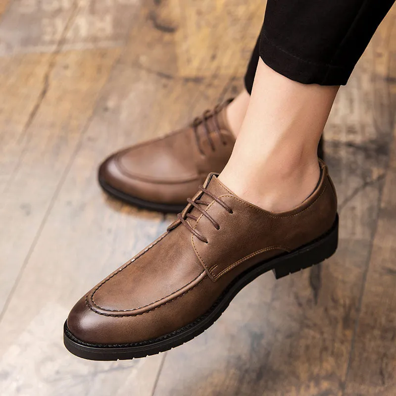 Autumn men's shoes Korean Trend block men's shoes British business dress casual small leather shoes men