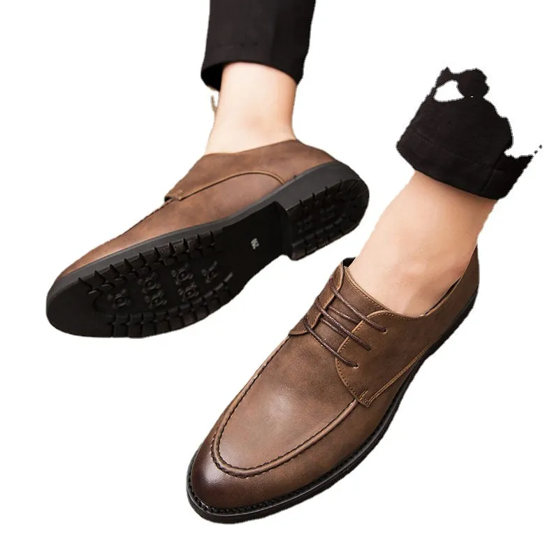 Autumn men's shoes Korean Trend block men's shoes British business dress casual small leather shoes men