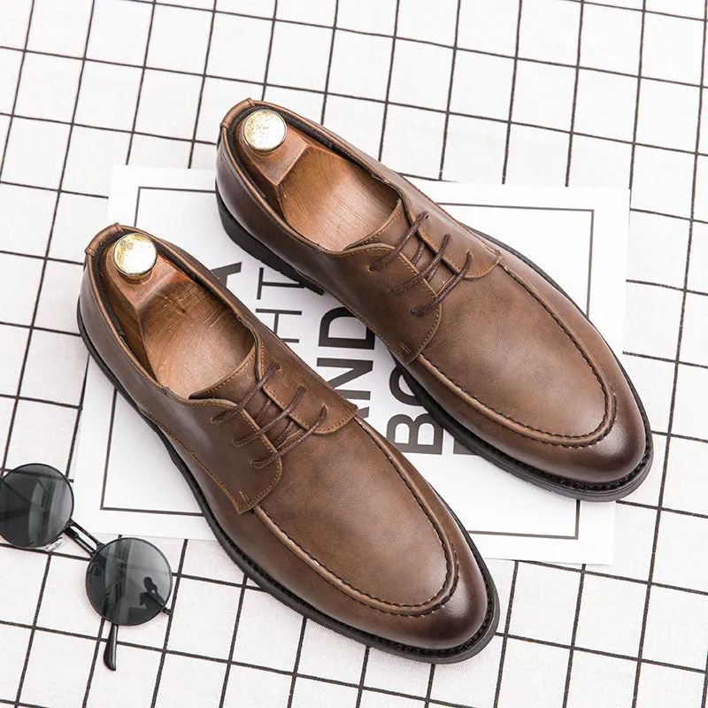 Autumn men's shoes Korean Trend block men's shoes British business dress casual small leather shoes men