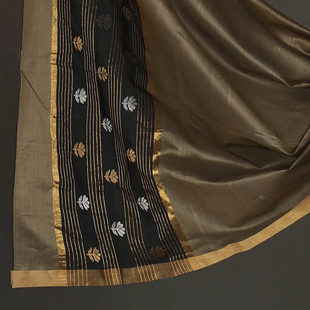 Black - 2pc Zari Buti Handloom Chanderi Silk Dress Material 11