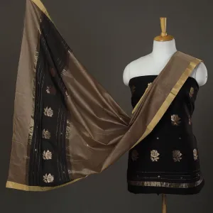 Black - 2pc Zari Buti Handloom Chanderi Silk Dress Material 13