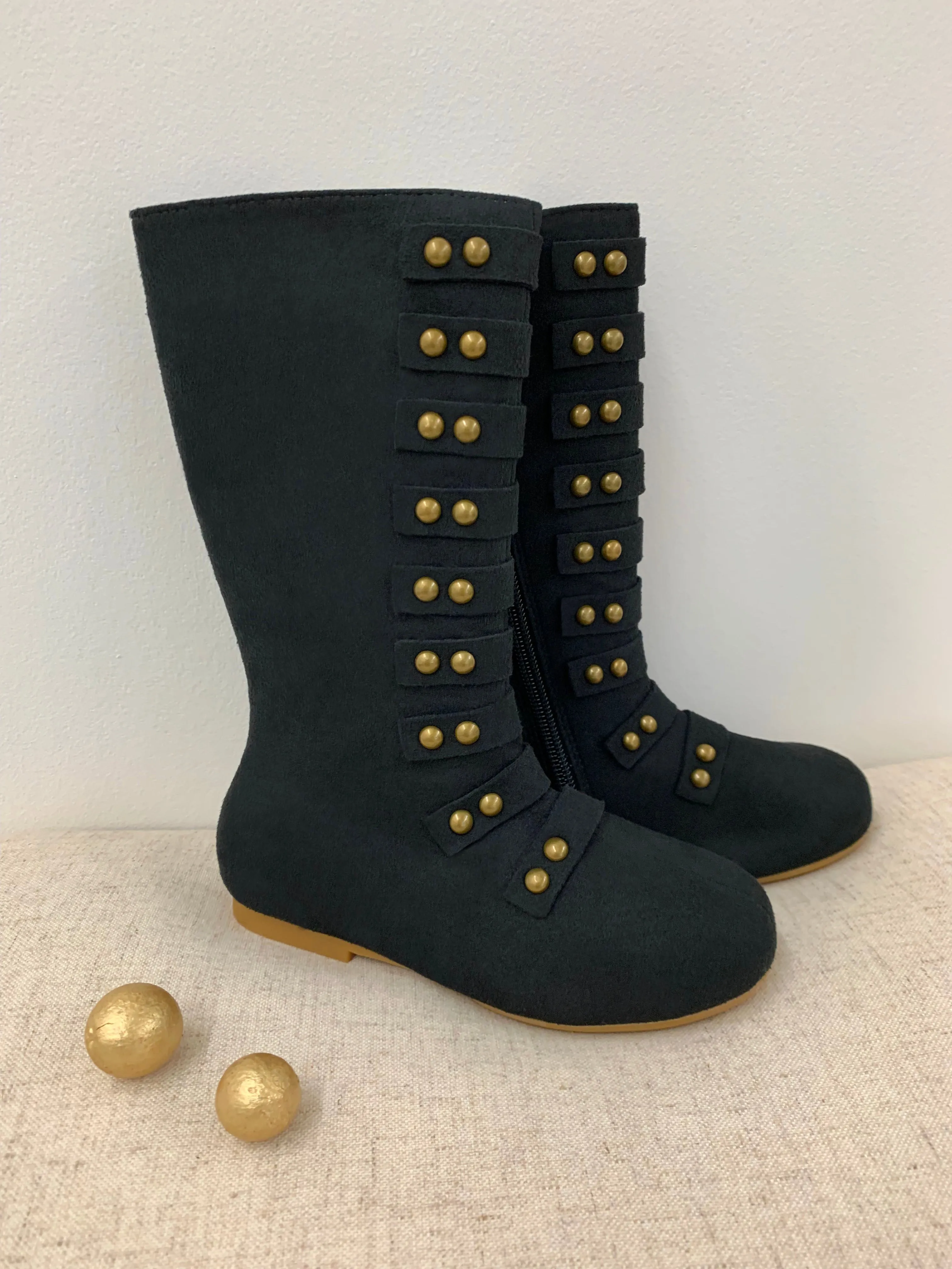 BLACK MILITARY STYLE STUDDED BOOTS