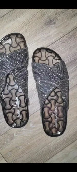 Black Rhinestone Jelly Slides