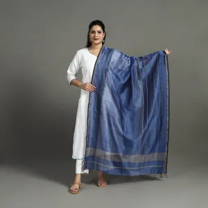 Blue - Handloom Silk Cotton Maheshwari Dupatta 13