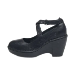 Born Wedge Shoes Leather Black Colour For Women