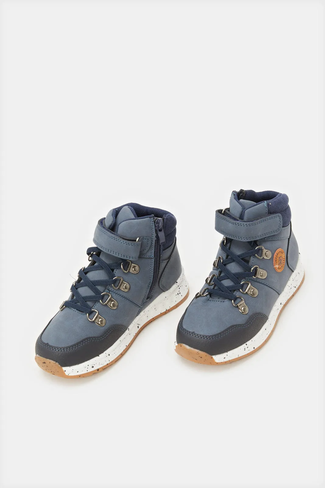 Boys Navy Color Block High Top Sneakers