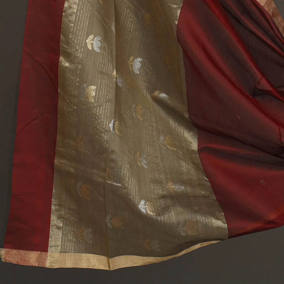 Brown - 2pc Zari Buti Handloom Chanderi Silk Dress Material 17