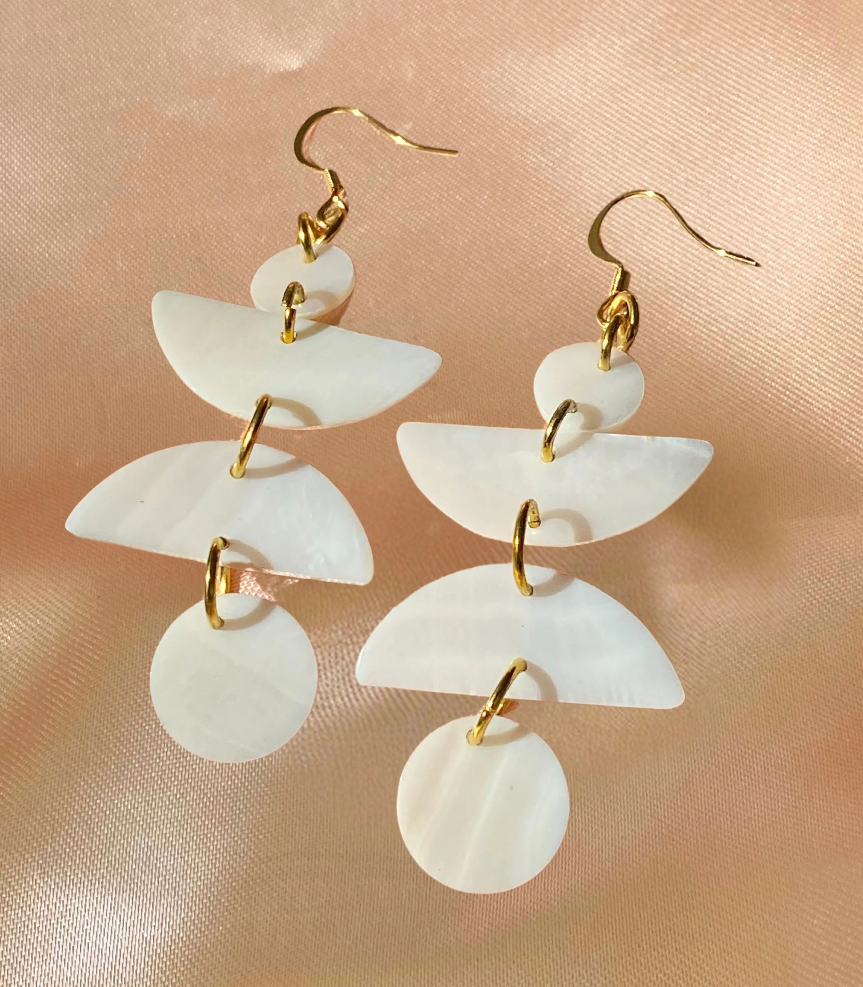 Bulan (Moon) Phase Earrings in Mother of Pearl