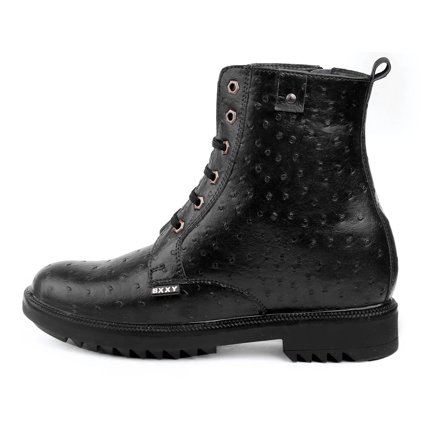 Bxxy's 4 Inch Hidden Height Increasing Faux Leather Textured Boots for Men