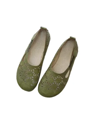 Comfortable Retro Hollow Round Toe Summer Flats