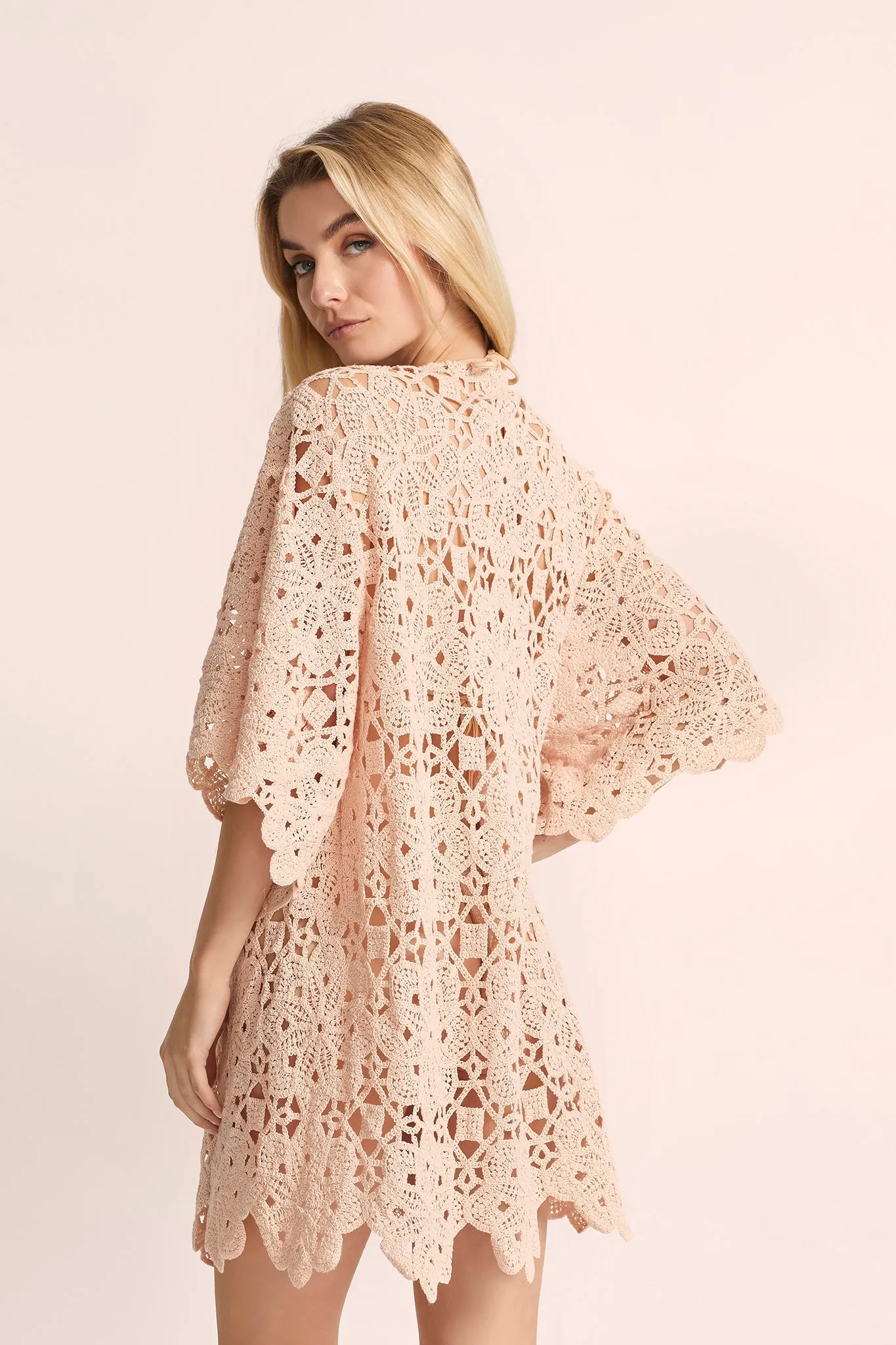 Couture Luxury Robe Collection: Capri Lace Robe - Blush