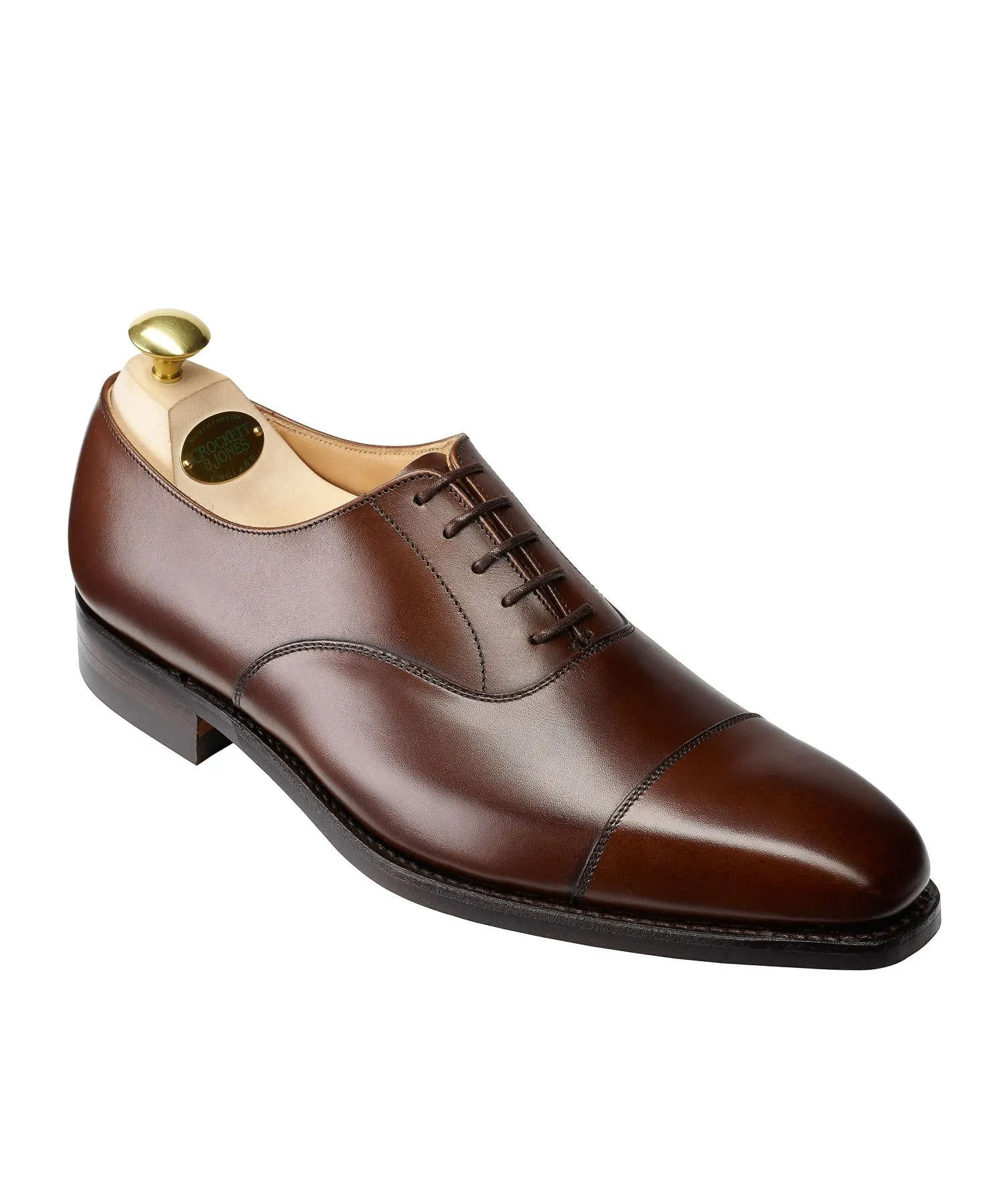 Crockett and Jones Hallam Cap-toe Shoe in Dark Brown