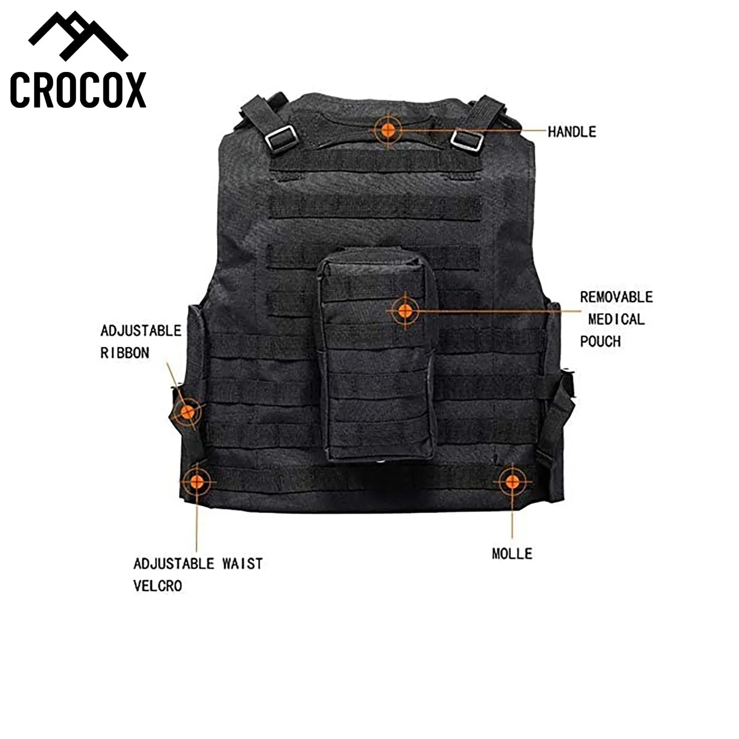 Crocox Tactical Military Vest Airsoft Molle Gear Outdoor Training Adjustable