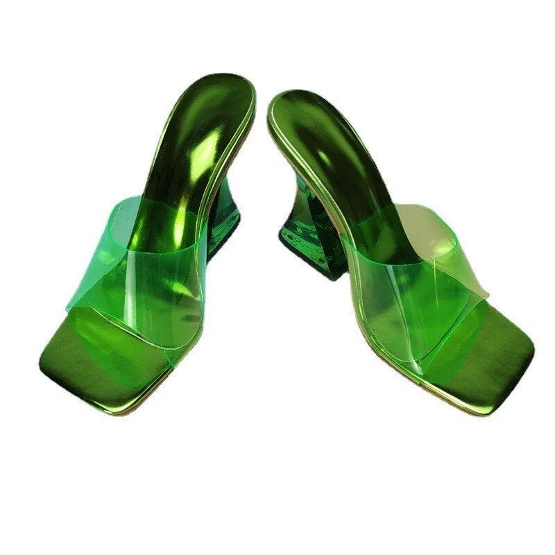 Crystal Transparent Heel Sandals For Women