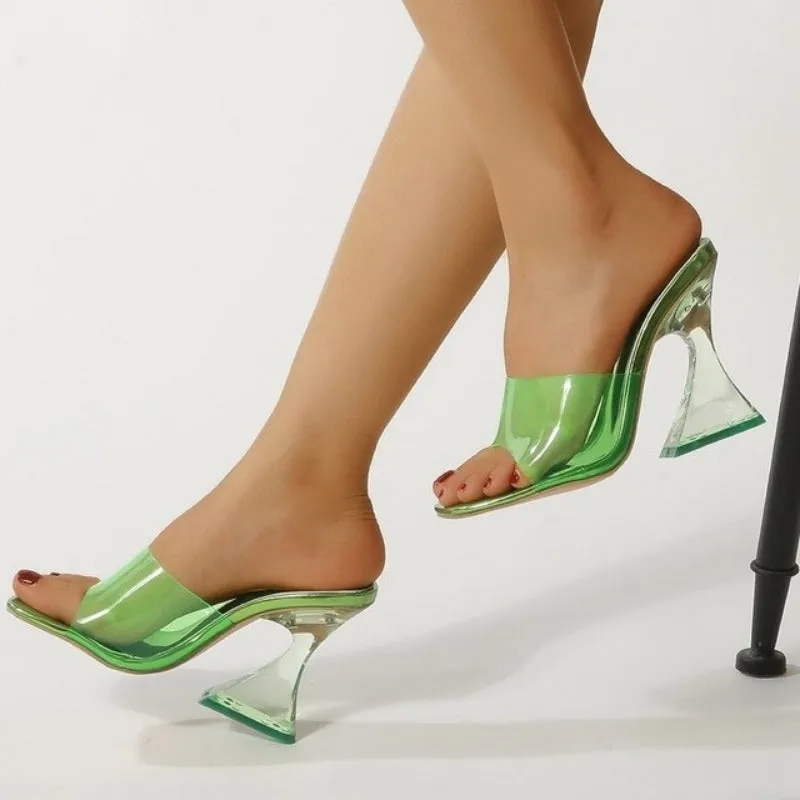 Crystal Transparent Heel Sandals For Women