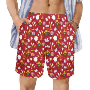 Disney Beauty And The Beast Belle's Friends Men's Swim Trunks Swimsuit