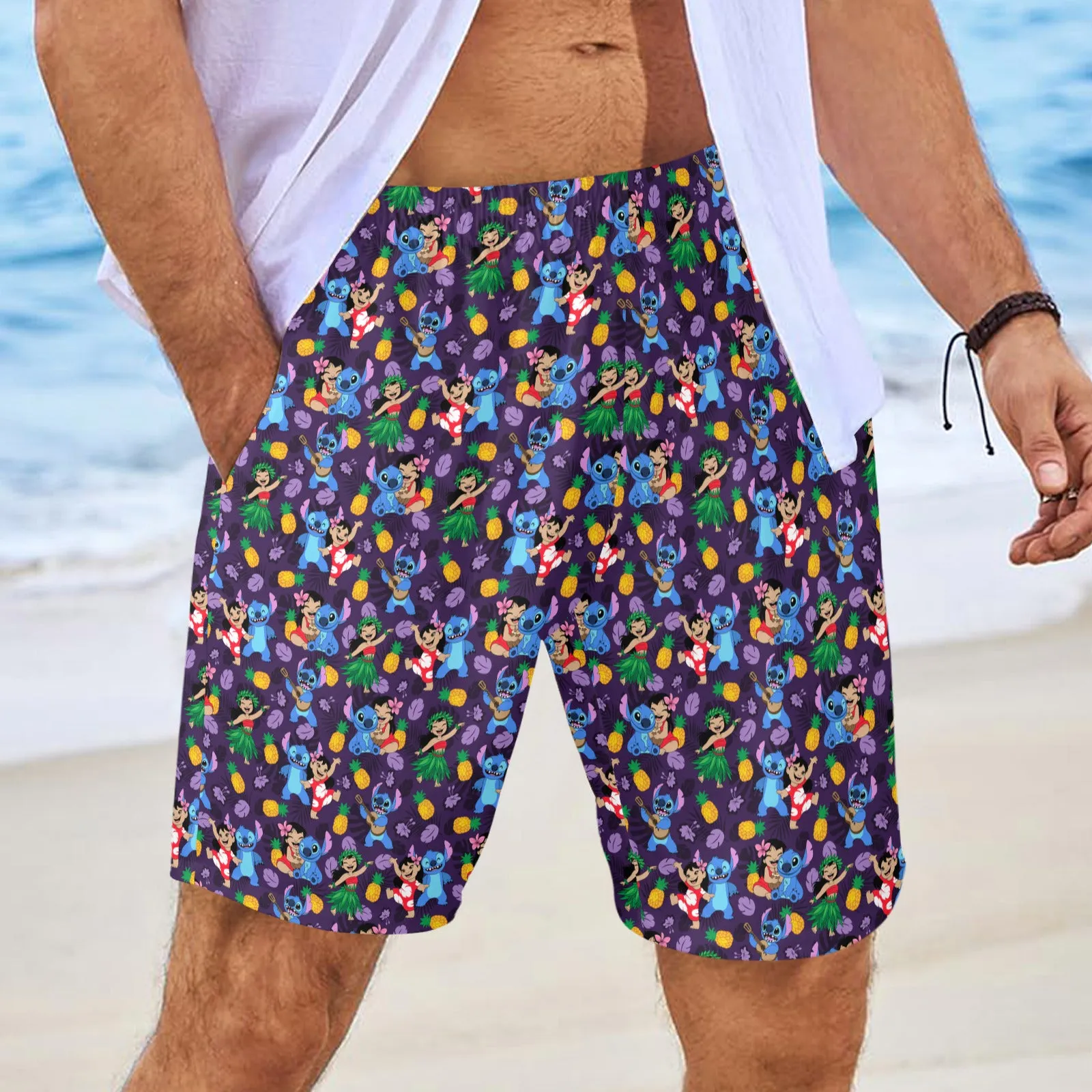 Disney Lilo And Stitch Island Friends Men's Swim Trunks Swimsuit