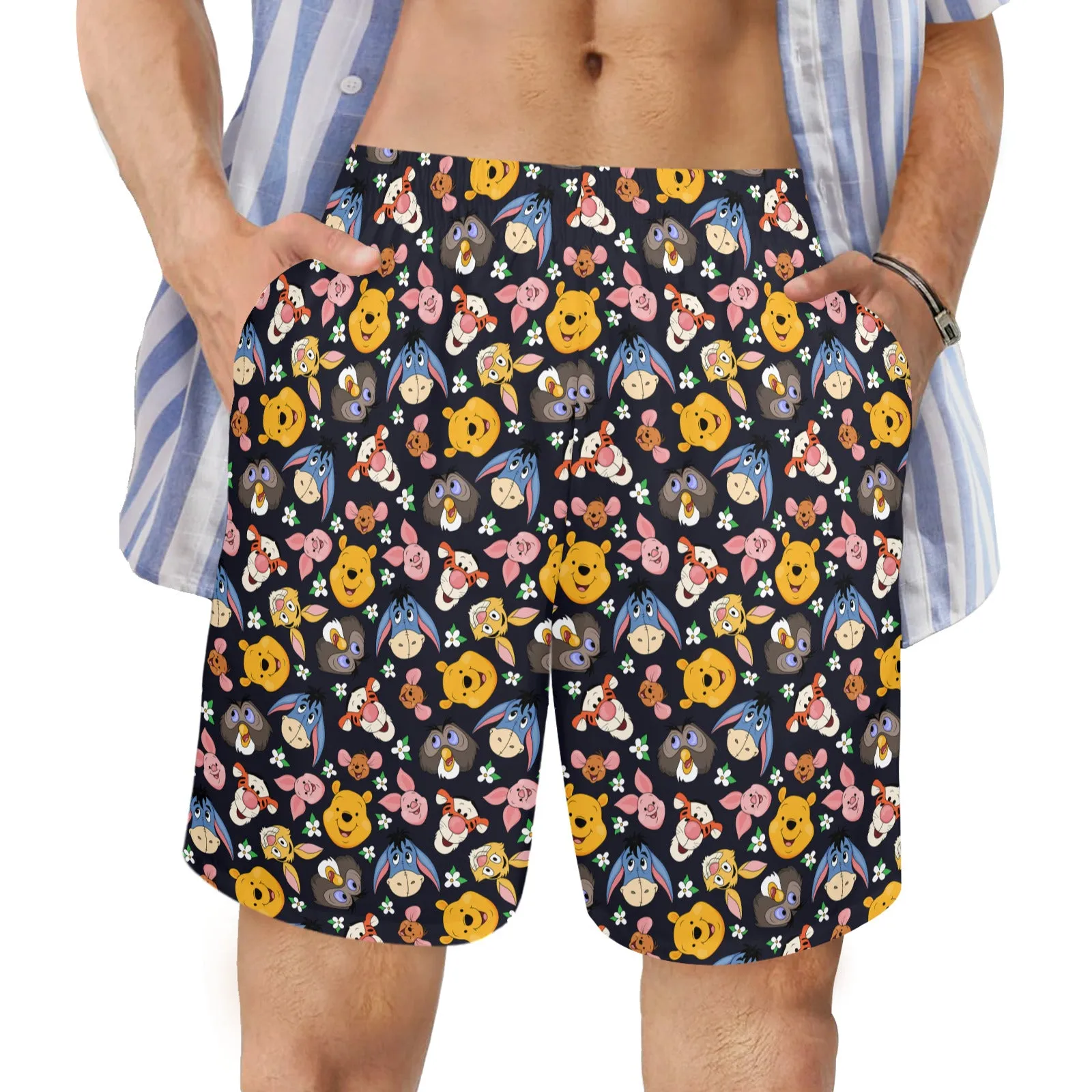 Disney Winnie The Pooh Hundred Acre Wood Friends Men's Swim Trunks Swimsuit