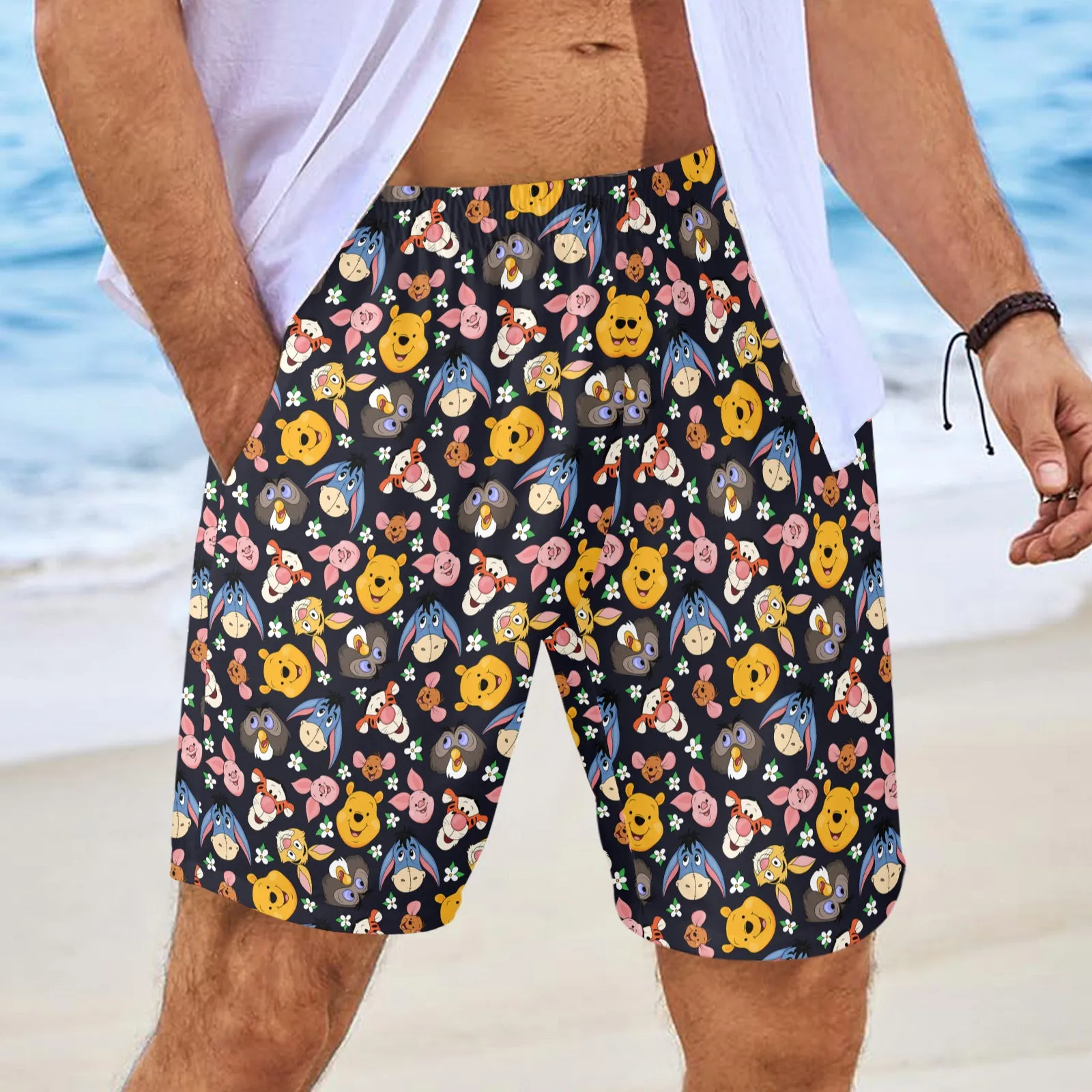 Disney Winnie The Pooh Hundred Acre Wood Friends Men's Swim Trunks Swimsuit