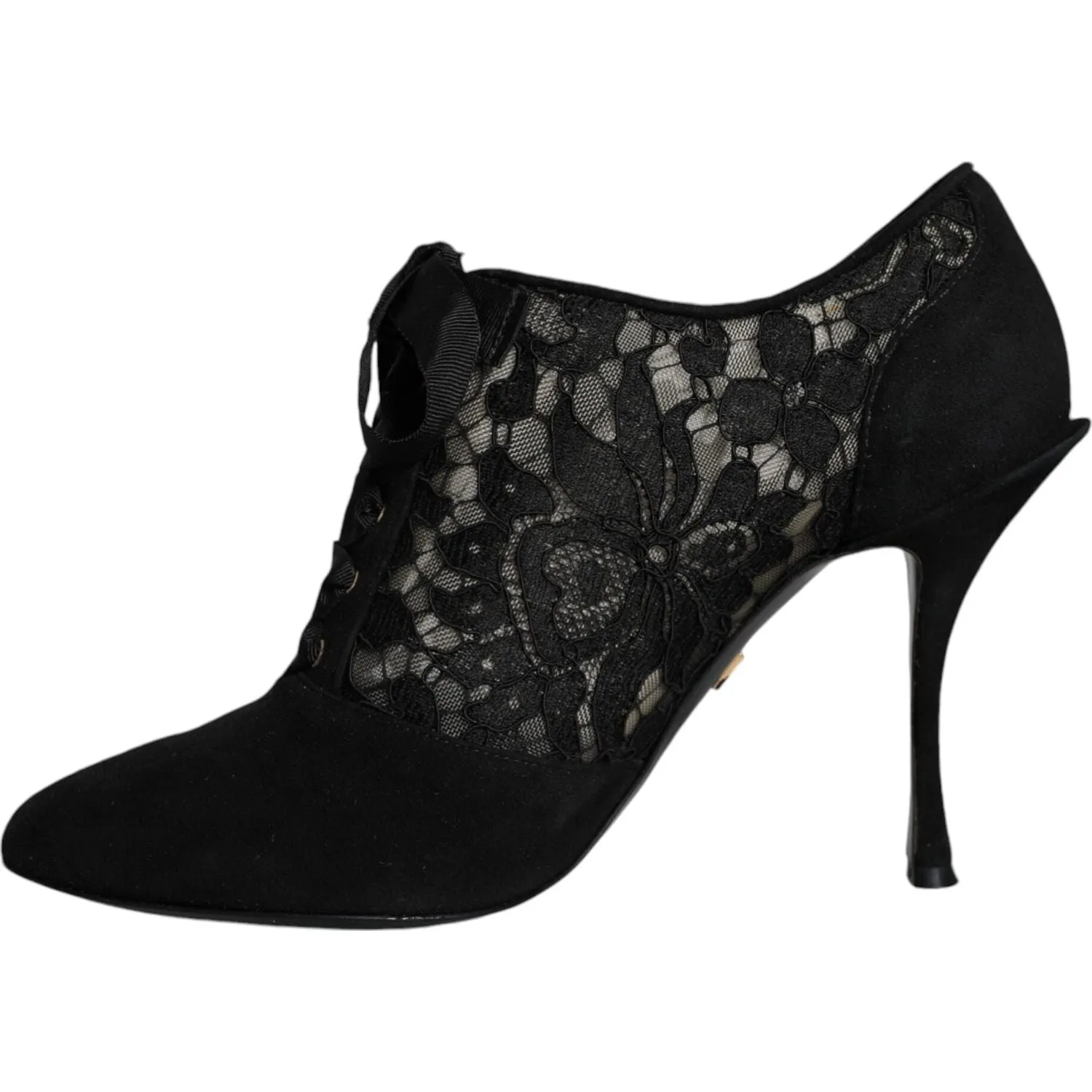 Dolce & Gabbana Black Taormina Lace Up Stretch Heels Shoes