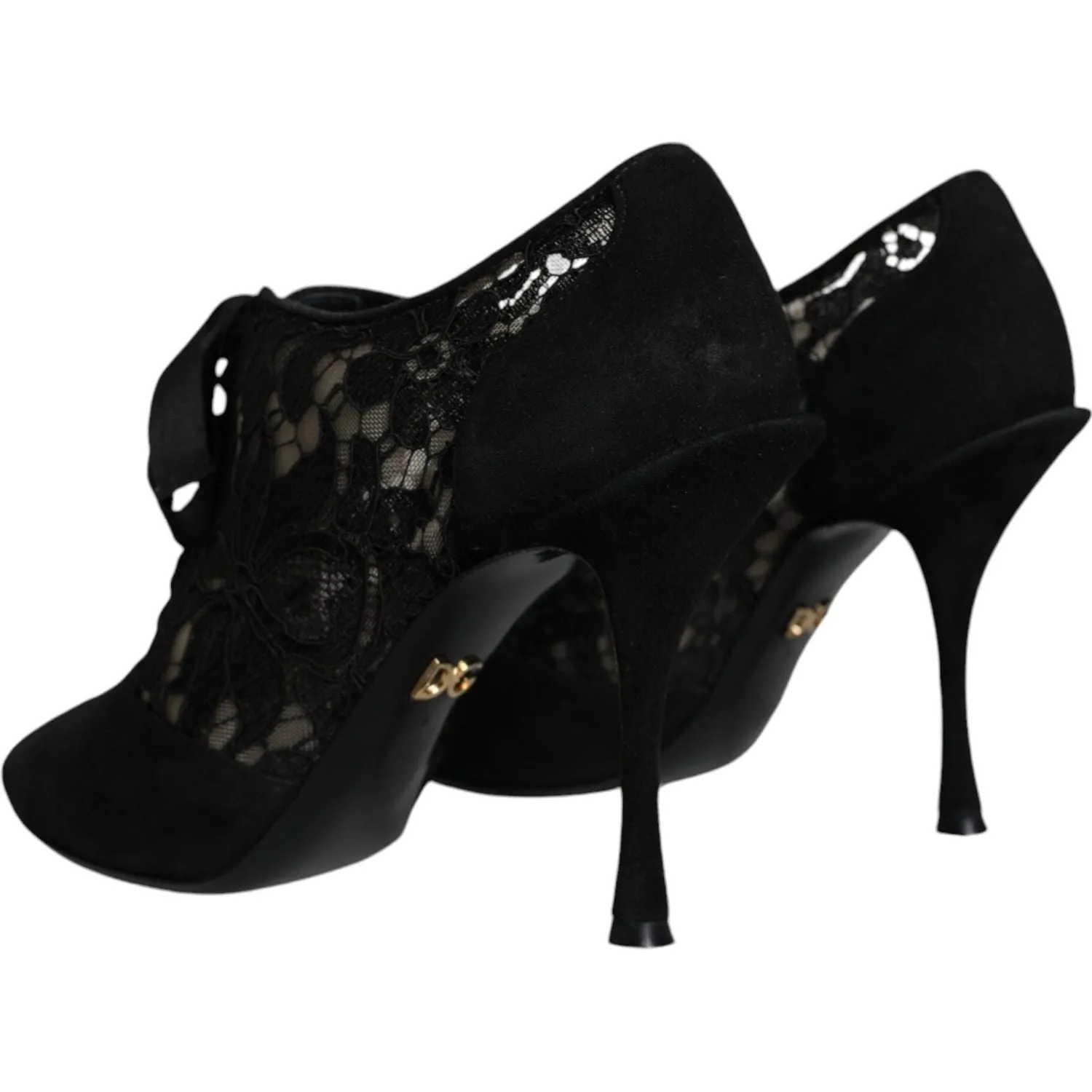 Dolce & Gabbana Black Taormina Lace Up Stretch Heels Shoes