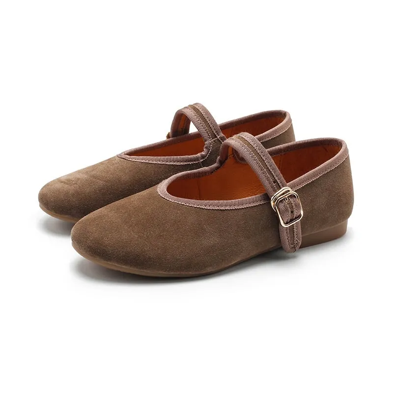 Dwarves Suede Leather Womens Michaela Mary Jane Flats in 7 Colors