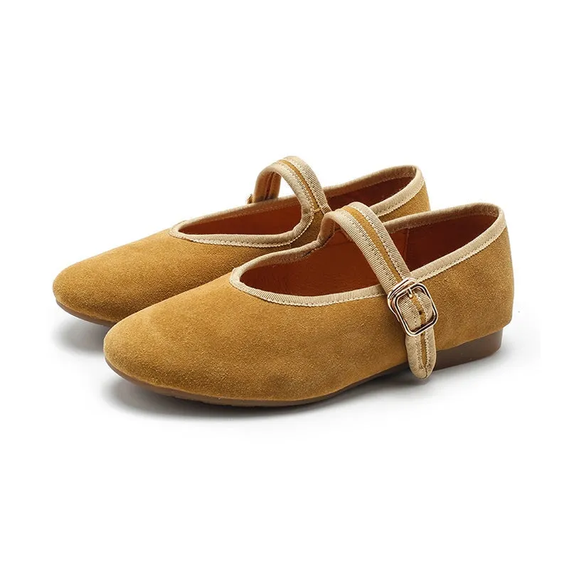 Dwarves Suede Leather Womens Michaela Mary Jane Flats in 7 Colors