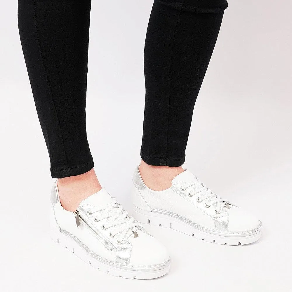 Elos White/Silver Leather Sneakers