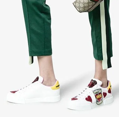 Embellished Portofino Patch Leather Sneakers