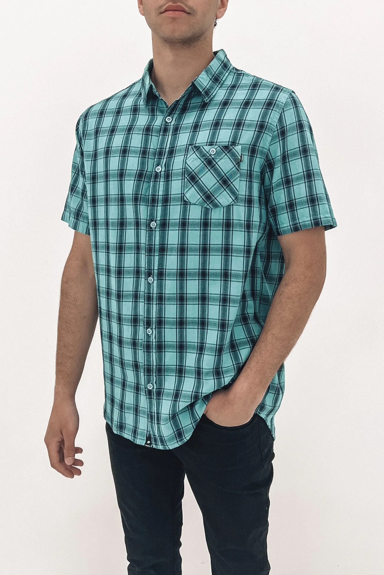 Essential Check Short Sleeve Shirt Mint