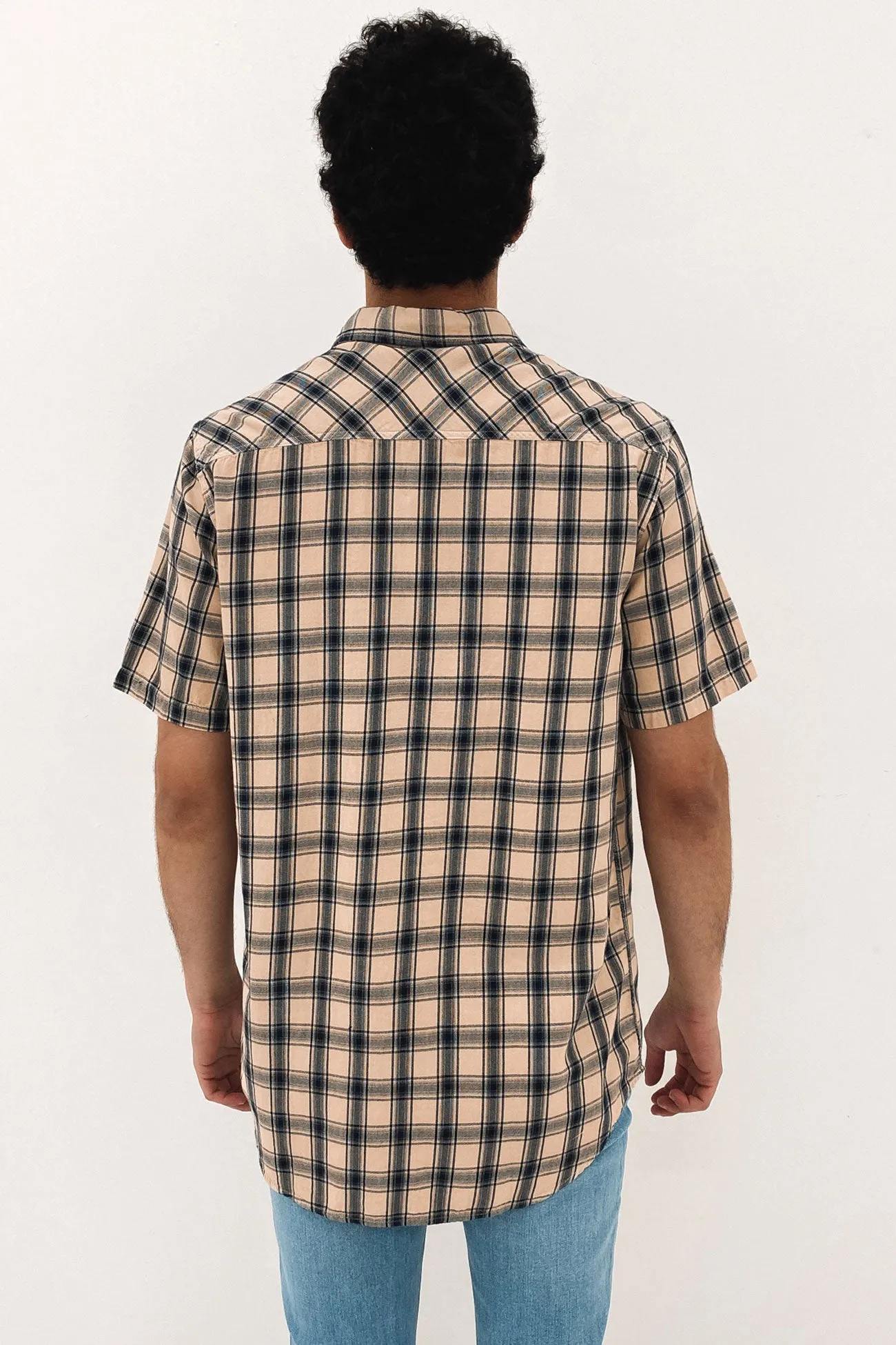 Essential Check Short Sleeve Shirt Sand