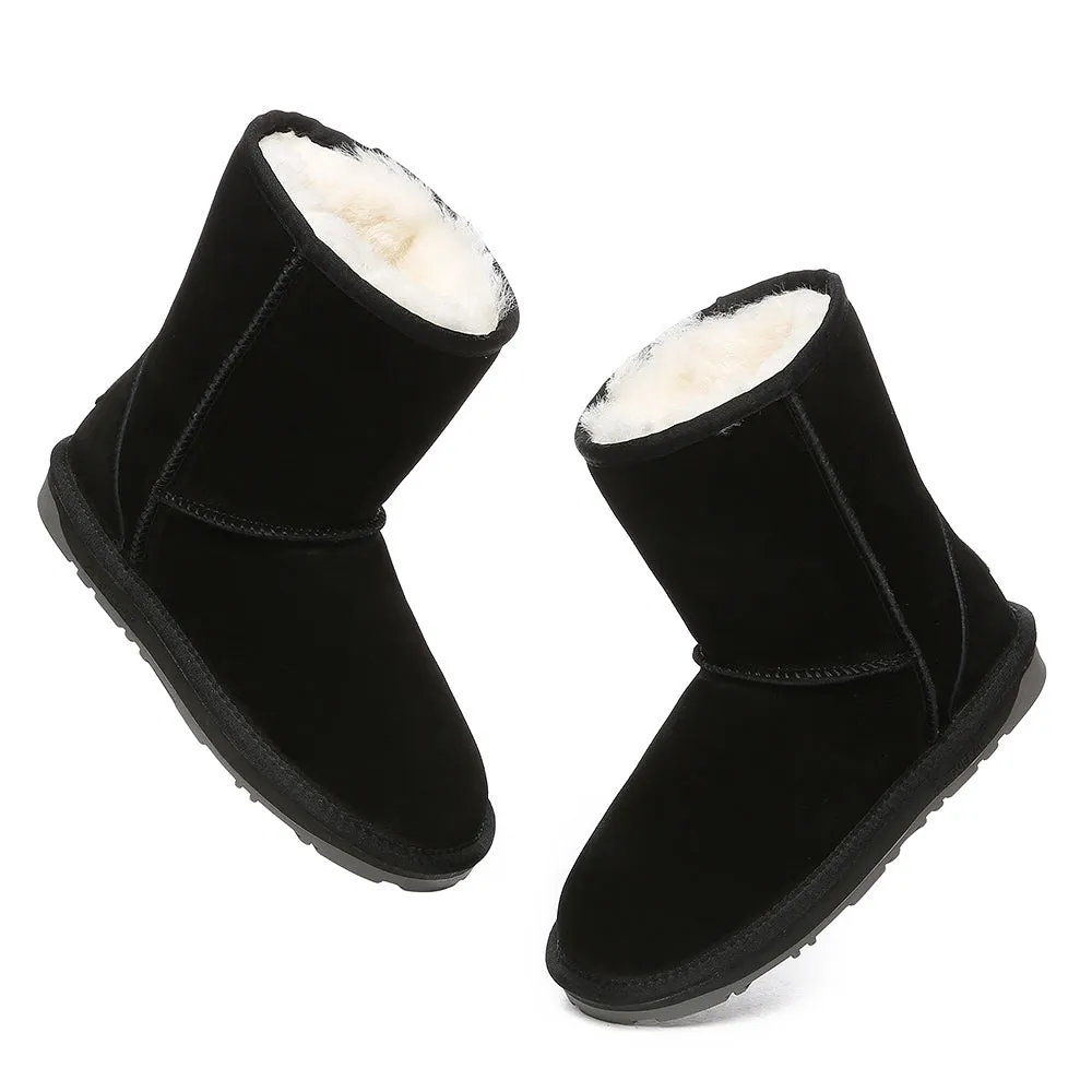 EVERAU UGG Sheepskin Wool Mid Calf Boots Short Classic Suede #EA3133