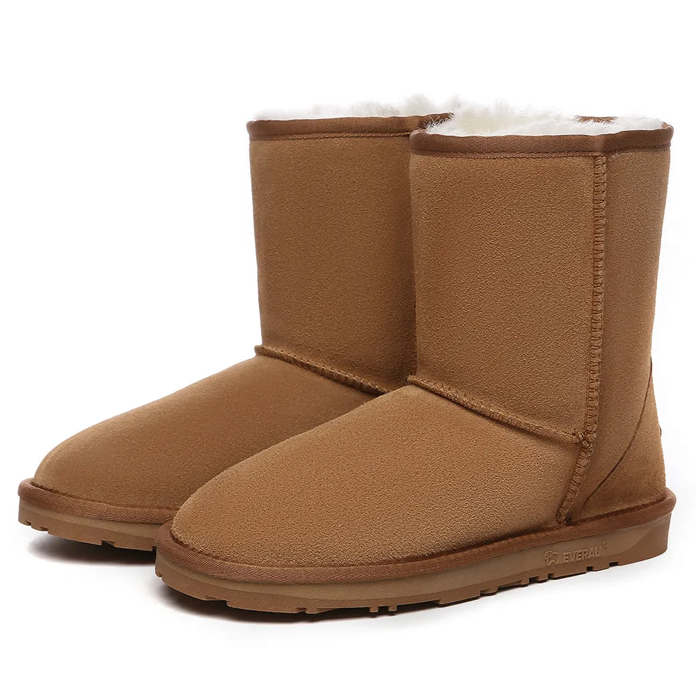 EVERAU UGG Sheepskin Wool Mid Calf Boots Short Classic Suede #EA3133