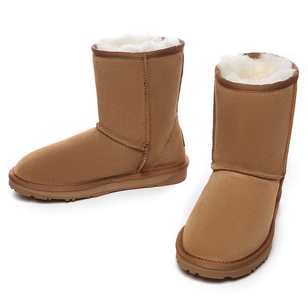 EVERAU UGG Sheepskin Wool Mid Calf Boots Short Classic Suede #EA3133