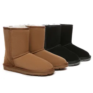 EVERAU UGG Sheepskin Wool Mid Calf Boots Short Classic Suede #EA3133