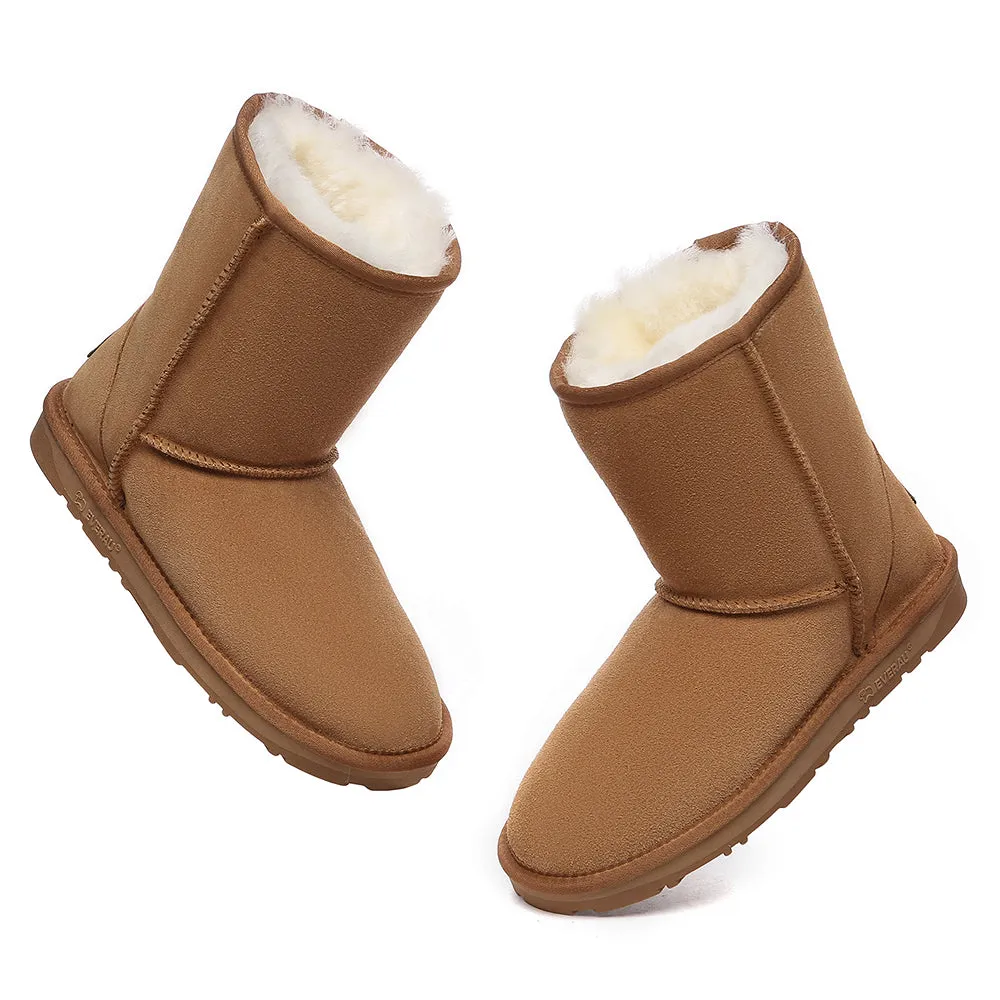 EVERAU UGG Sheepskin Wool Mid Calf Boots Short Classic Suede #EA3133