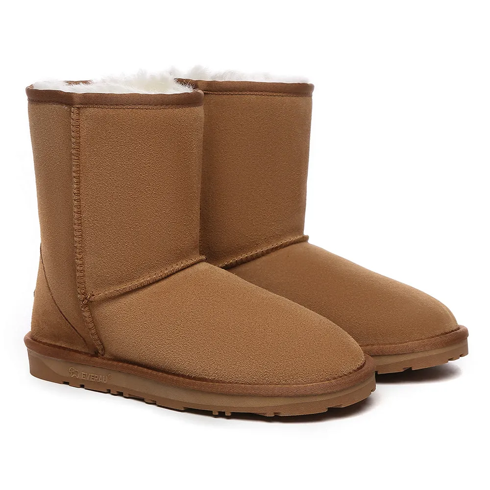 EVERAU UGG Sheepskin Wool Mid Calf Boots Short Classic Suede #EA3133