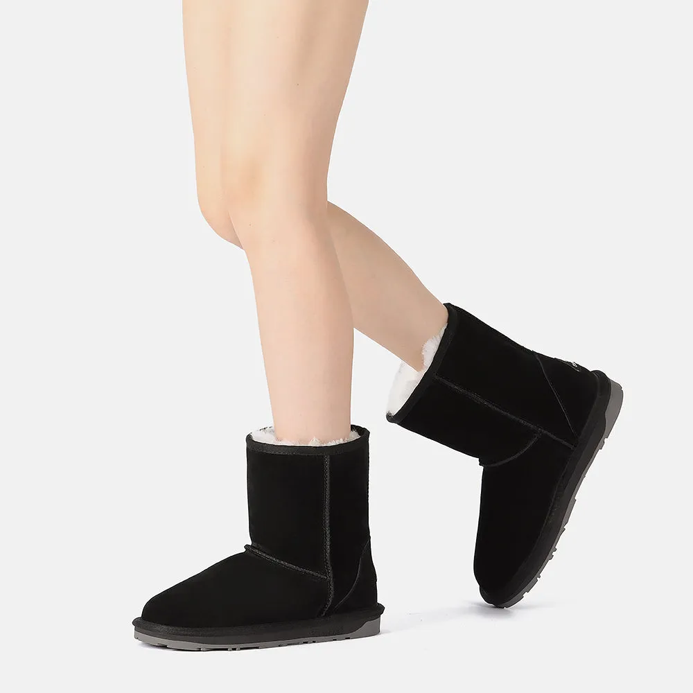 EVERAU UGG Sheepskin Wool Mid Calf Boots Short Classic Suede #EA3133