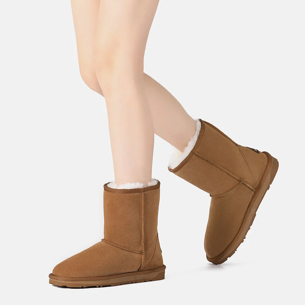 EVERAU UGG Sheepskin Wool Mid Calf Boots Short Classic Suede #EA3133