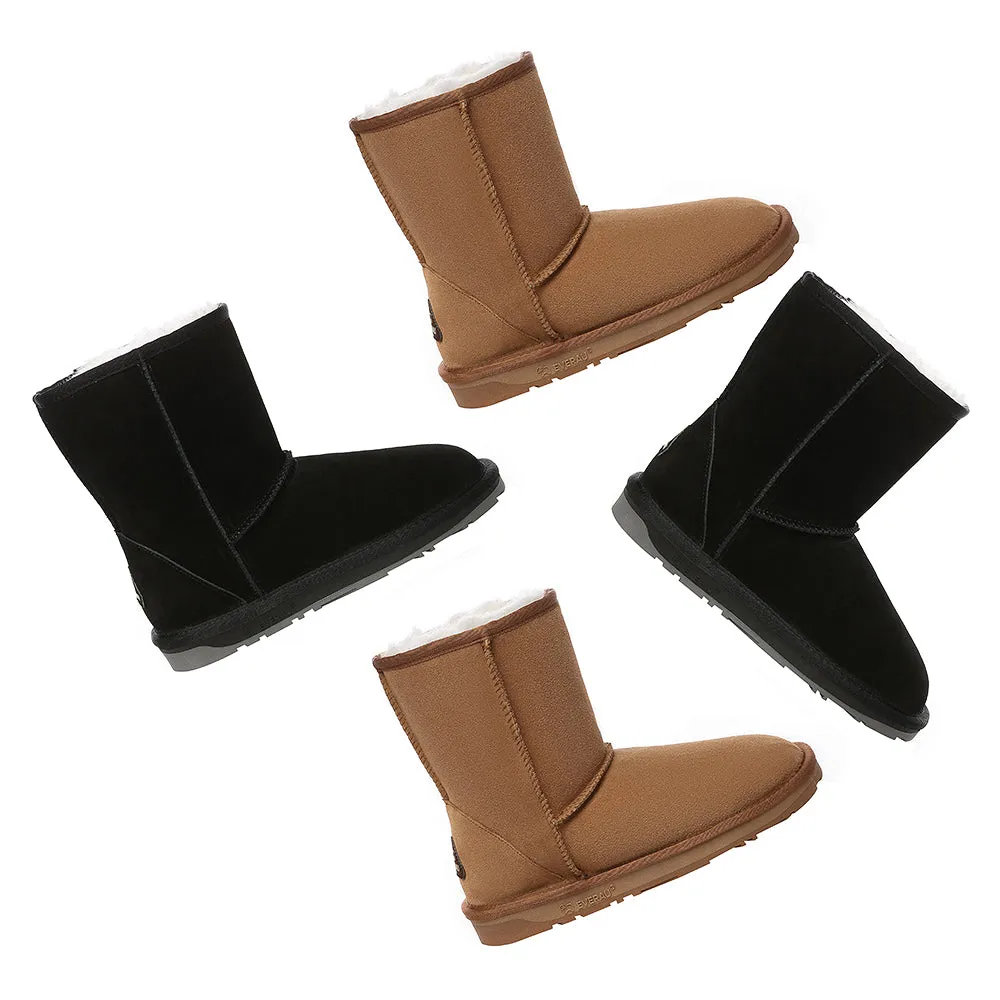 EVERAU UGG Sheepskin Wool Mid Calf Boots Short Classic Suede #EA3133