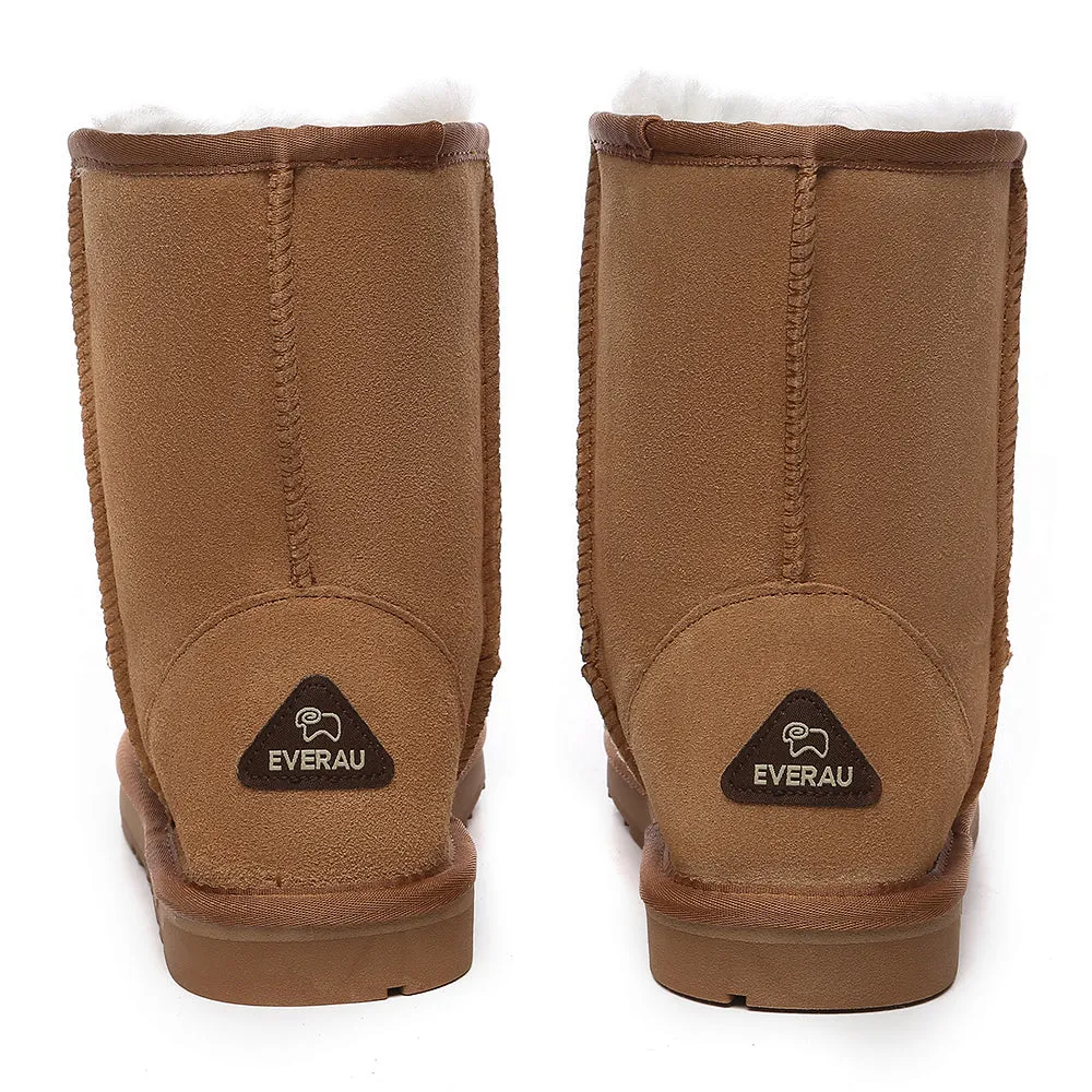 EVERAU UGG Sheepskin Wool Mid Calf Boots Short Classic Suede #EA3133